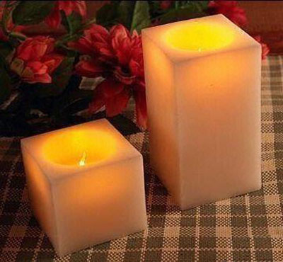 Square Ivory Led Candles Paraffin Wax