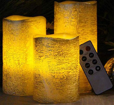 Battery Operated Gold Metallic Wax Led