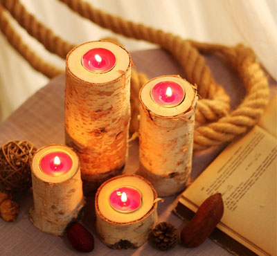 Birch Wooden Tealight Candle Holders