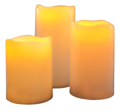 LED Flameless Outdoor Candle Set Votive Amber Yellow Flickering LED Candles Set of 3 Operated By 2AA