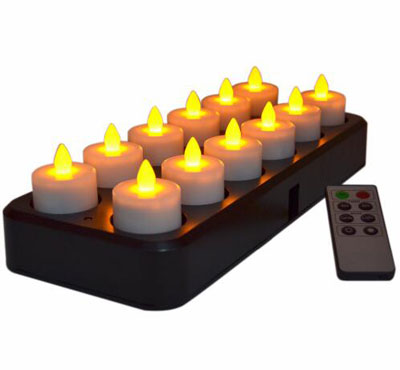 12Pcs Wireless Inductive Rechargeable LED Electric Tealight Candles Flameless Flickering Tea Lights 