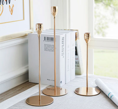 Slim Taper Candle Holder In Gold