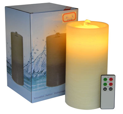 Rechargeable Flat Top Flameless LED Candle Fountain With 3D Battery