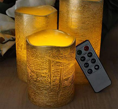 Battery Operated Gold Metallic Wax Led