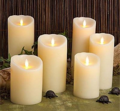 Battery Operated Moving Flame Led Pillar Candles With Timer And Remote