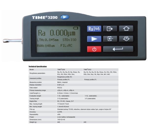 Popular Handheld Surface Roughness Tester TIME¬3200/3202 from Reliable Manufacturer