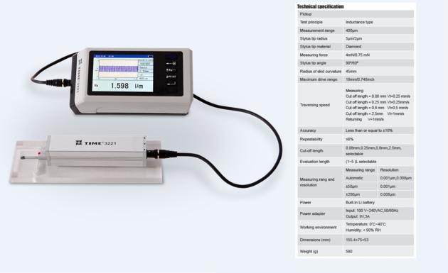 Best-selling Portable Surface Roughness Tester TIME¬3221 Compatible with ISO 1997