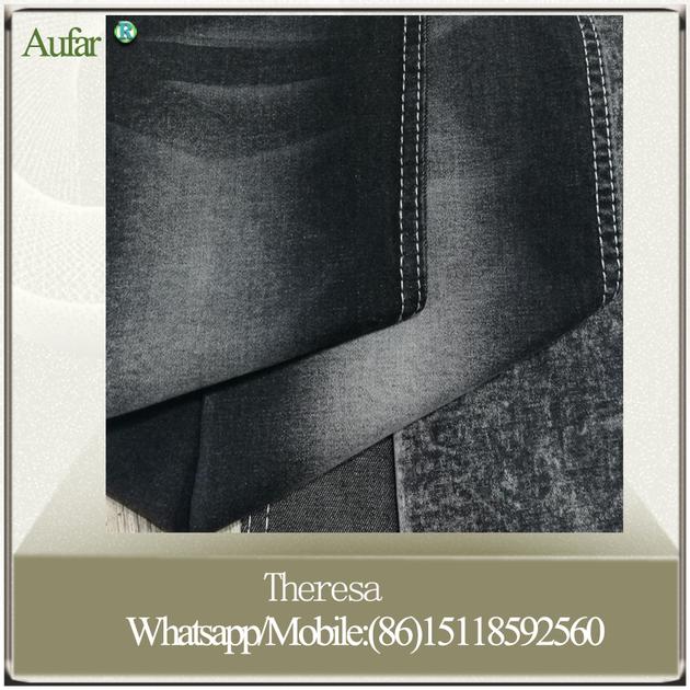 A883-3 Woven black satin cotton/spandex denim fabric