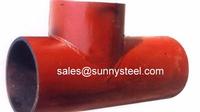 Ceramic lined composite pipe tee