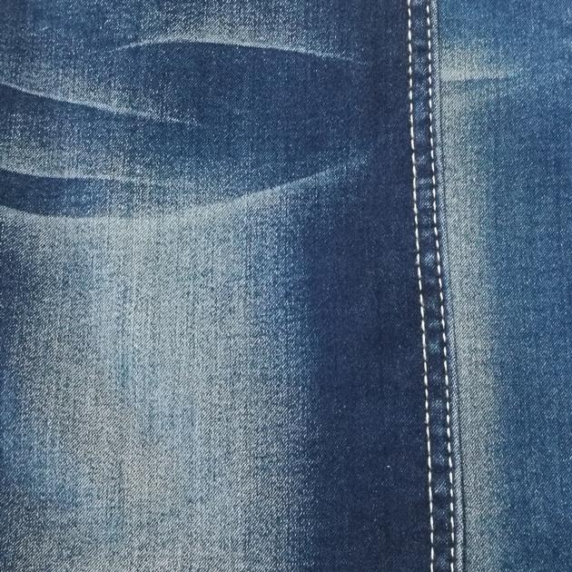 Blue colored satin TR denim fabric for jeans