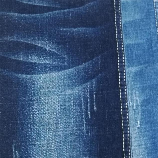 B295 Blue woven slub tr denim fabric for jeans