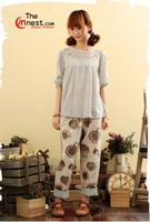 2013 Japan Mori girl embroidery pierced blouse