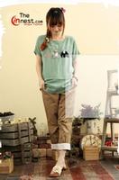 Mori Girls Coffee Color Lace Eding Little Flower Print Ladies Casual Pants - See more at: http://www