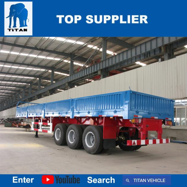 TITAN VEHICLTITAN 4 Axles Flatbed Trailer with Side Wall