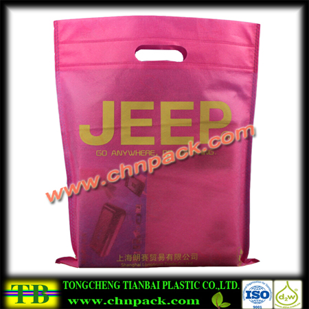 pink color ultrasonic sealing non woven patch handle shopping bag for promotion