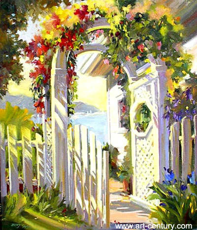 Garden oil painting