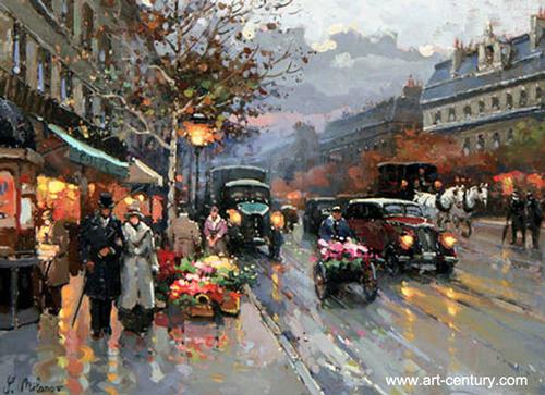 Street oil painting