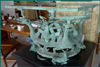 bronze antique Dragon and Phoenix Square Platform