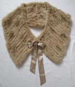 rabbit fur and raccoon fur with silk ribbon