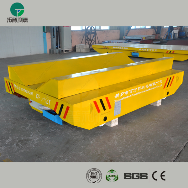 10t rail mounted production line delivery electric flat car on curve rails