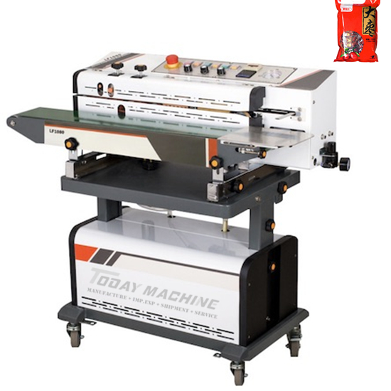 Vertical continuous air suction band sealer machine with gas filling