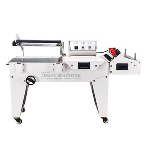 Sealing and cutting machine with heat shrinkable packaging wrapping machine for stationery