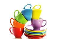 Cup and saucer with color glaze
