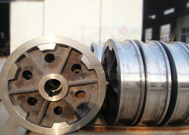 Dougle flange end carriage wheel on steel rails or I-beams