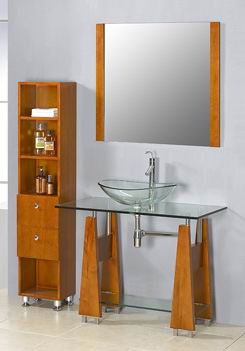 bathroom vanity, glass vanity