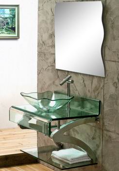 bathroom vanity, glass vanity