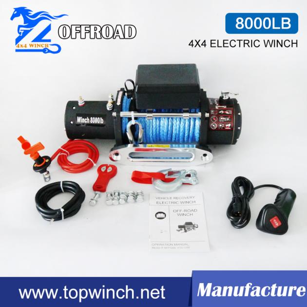 8000LBS  Synthetic Rope Electric Winch