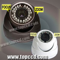 Outdoor Varifocal Auto Iris IR Dome Camera with 24 /36 IR LEDs (www.topccd.com / www.topccd.cn)