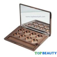 Rectangle 8 well eye shadow compact case with mirror and applicator well