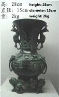 bronze antique imitation Three Lions Round Zun
