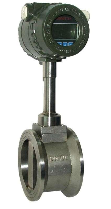 Battery powered wafer type vortex flow meter