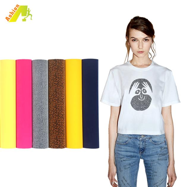 Korea Quality Heat Transfer Flock Vinyl 3D 48 color flock HTV roll or sheet for clothing 50CM*25M 