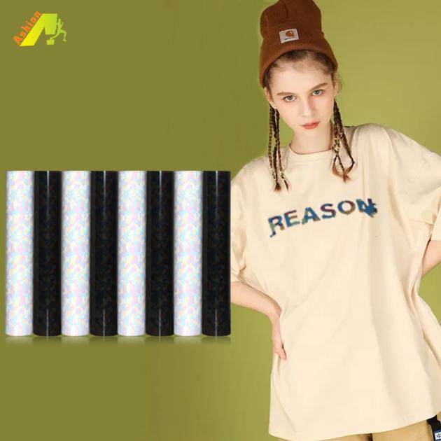 cheap price reflective pattern PU polyflex HTV heat transfer film for t-shirt custom printing clothi