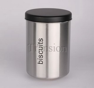 S/S canister with black powder coated sheet iron lid