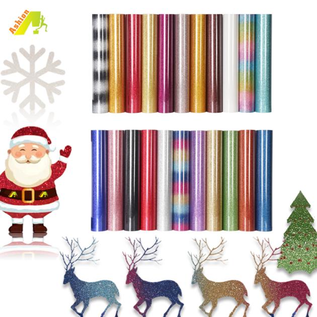 PET vinyl decoration film for Christmas glitter PU vinyl pet film transfer flex vinyl