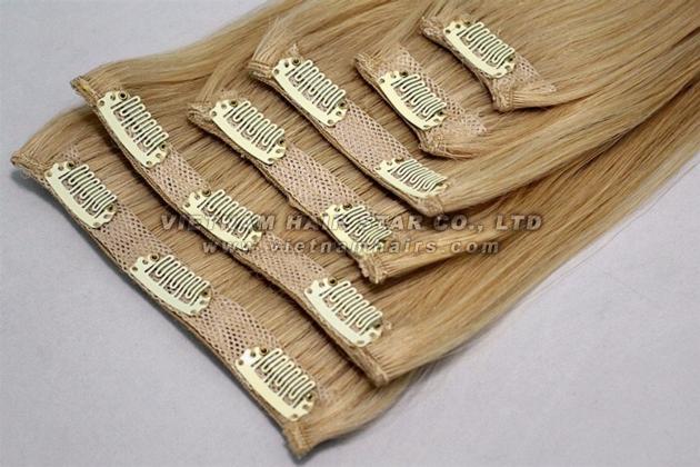 Full-head set clip-in hair extensions wholesale price premium quality gold supplier