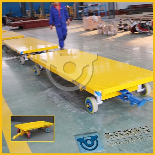 Industrial heavy duty transport flat trolley with rubber wheels