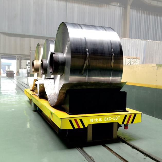 steel coil handling large table electric flat bed rail transfer car