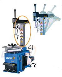 Tilting back arm tire changing equipment for car
