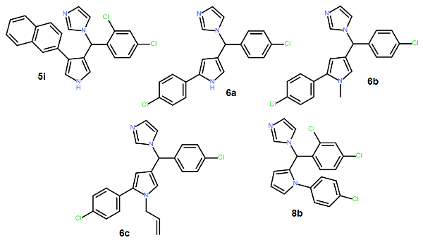 Synthesis of 1-(Aryl-1H-pyrrolyl)(phenyl)methyl-1H-imidazole Derivatives as Antiprotozoal Agents