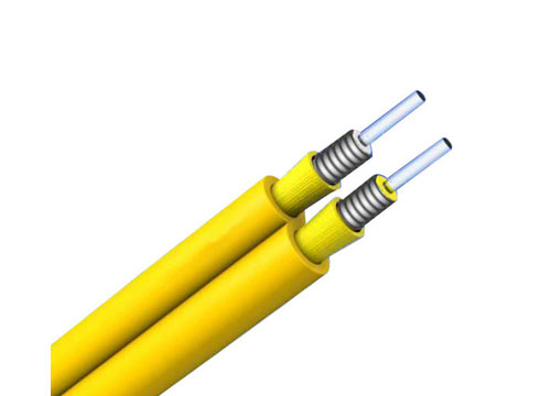 Duplex Zipcord Tight Buffered Armored Fiber Optic Cable GJSFJV 0.9mm Simplex Steel Tape LSZH