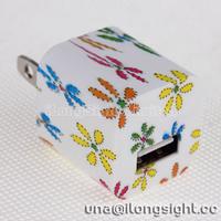 Flower Pattern USB charger Adapter for iphone/ipad/samsung/etc