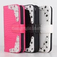 Luxury Diamond Encrusted Crocodile Skin Texture Flip Wallet Styles Leather Cases For iPhone 5