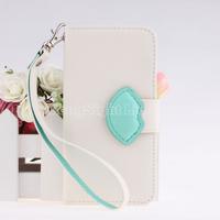 New Design lip type magnetic buckle Wallet style PU leather case cover for iphone 5