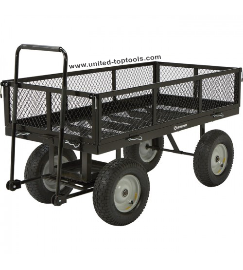 Strongway Steel Jumbo Garden Wagon - 2,200-Lb. Capacity, 60in.L x 31 1/2in.