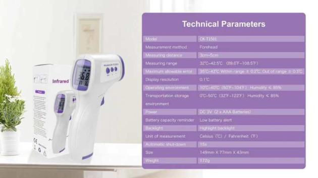 Digital Non Contact Infrared Thermometer Gun For Forehead And Body Temperature Measurement 